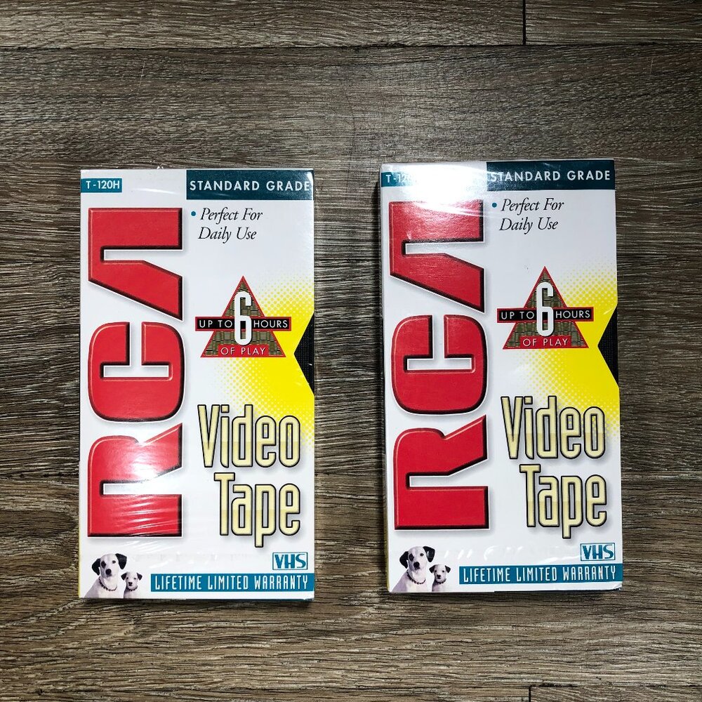 Lot of 2 RCA T-120H Standard Grade 6-Hour VHS Blank VCR Video Tape - New Sealed
